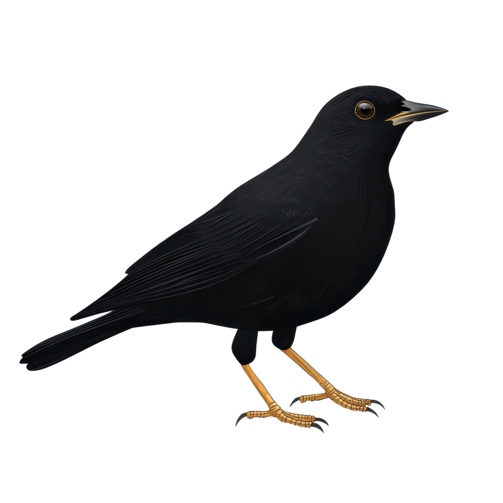 Black bird standing on a branch during daylight in a natural setting png