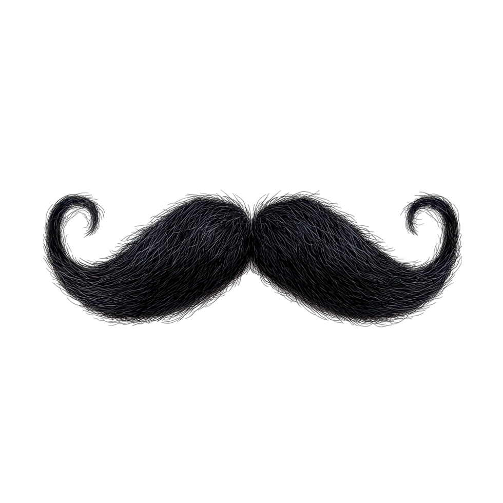 Creative black mustache design showcasing its unique shape and texture for artistic and fun purposes png