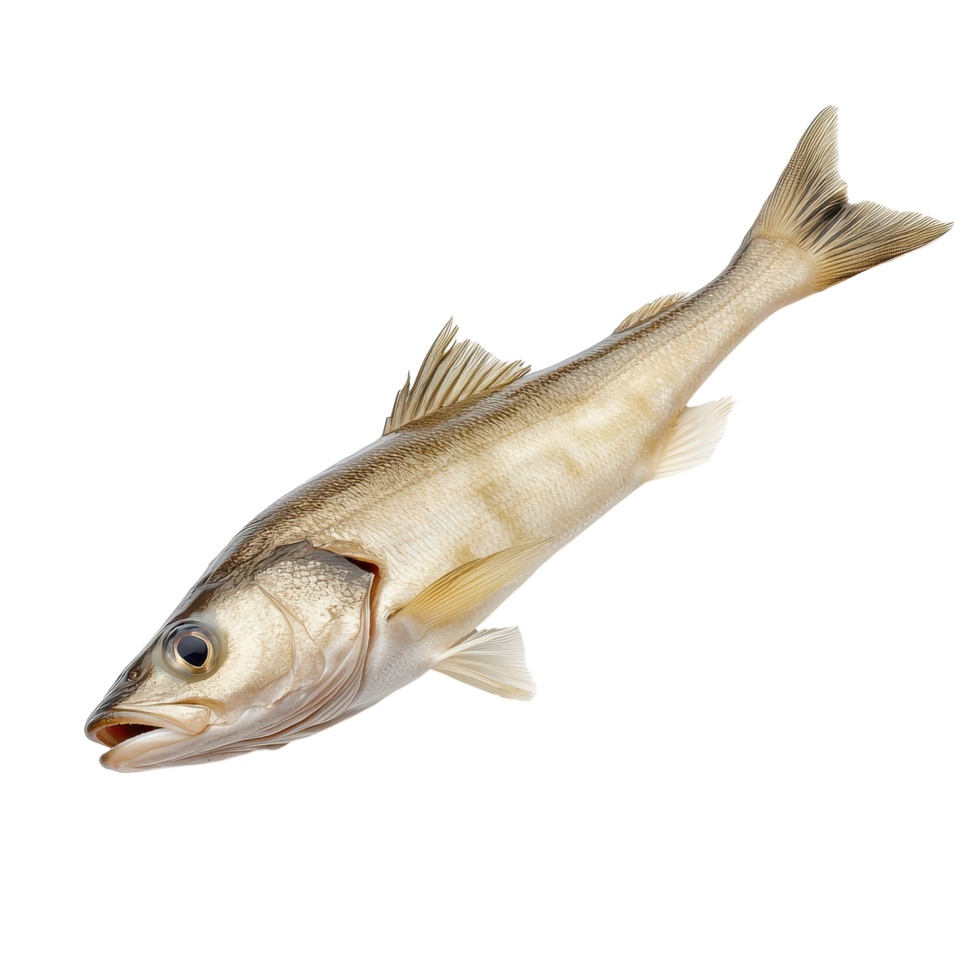 Freshly caught fish displayed on a clean surface in a seafood market showcasing its natural texture and features png