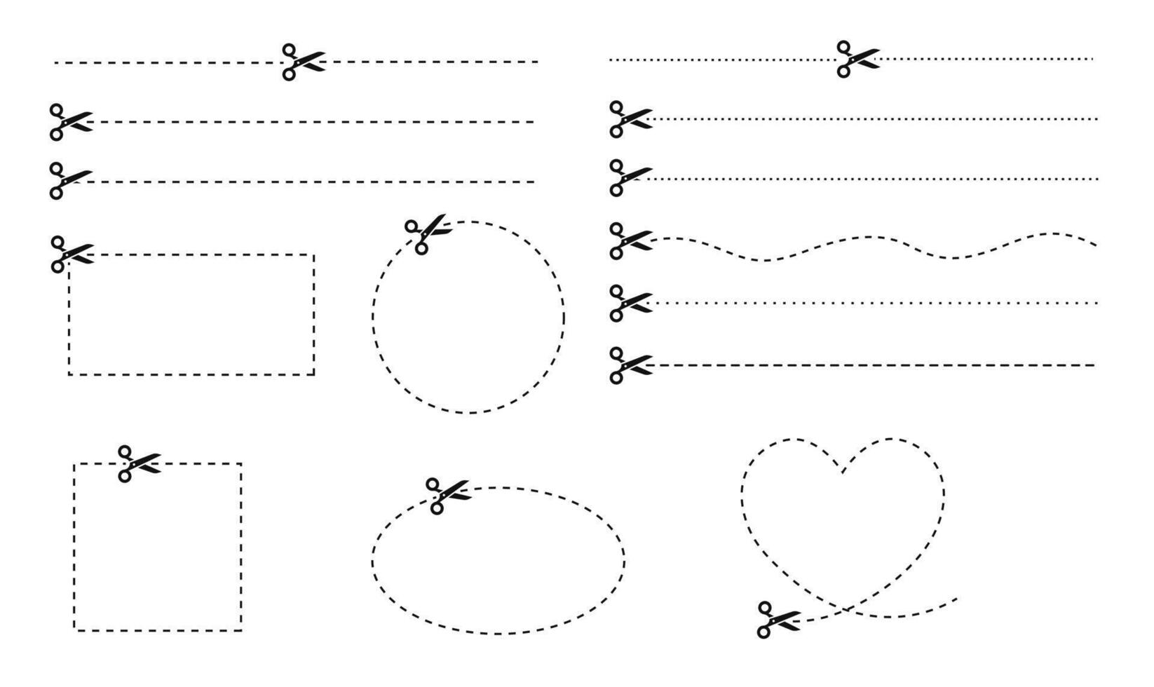 Scissors Icon , Black scissors cut the line, dotted divider line, Scissors with line vector