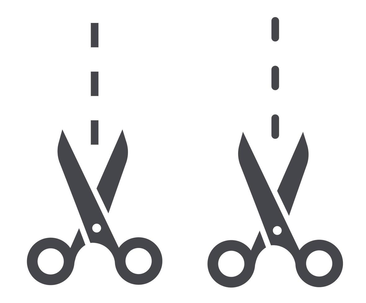 Scissors with cut lines, scissors solid icon vector