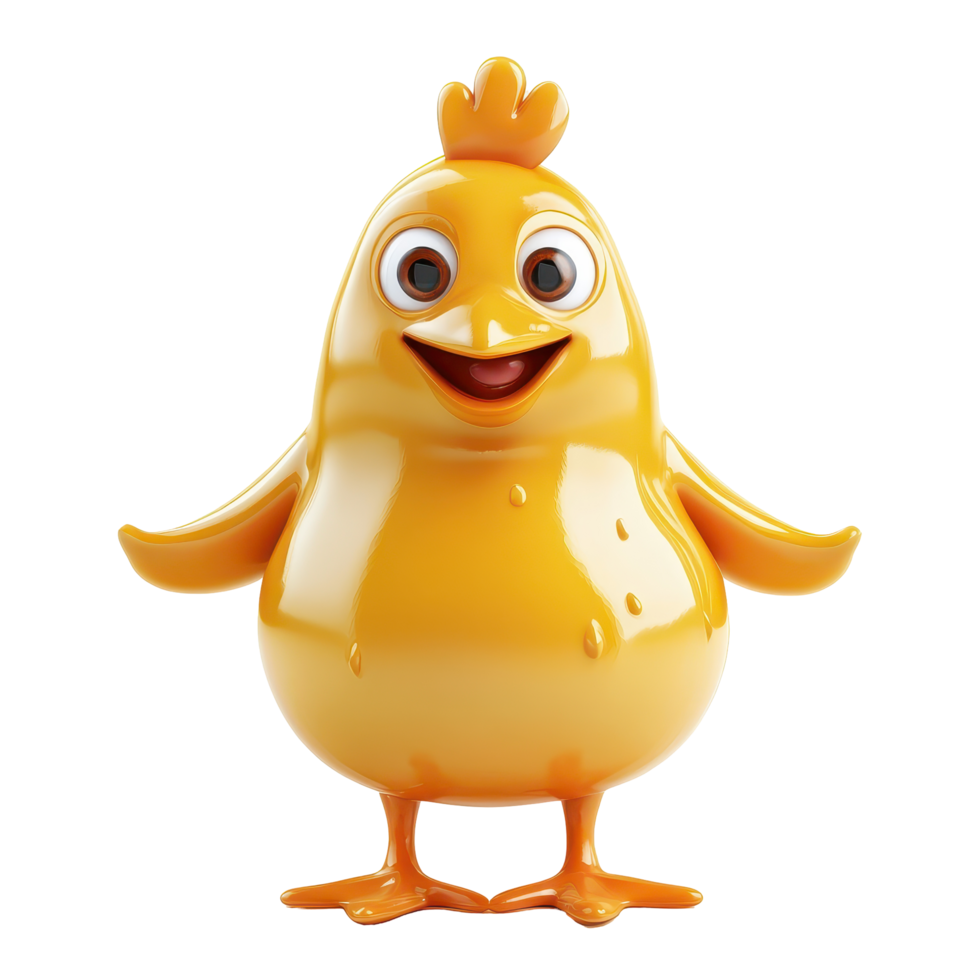 Bright yellow animated bird character with a cheerful expression, showcasing a playful design png