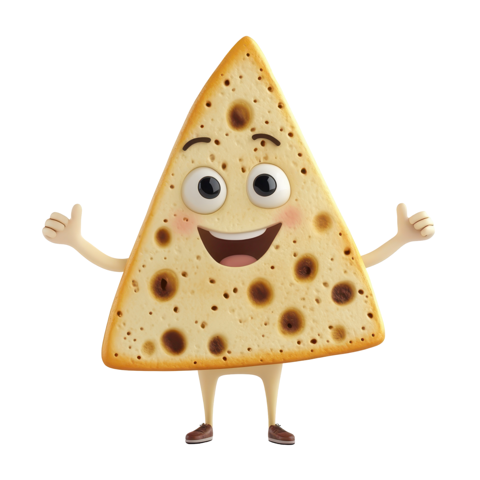 Happy animated cheese character with arms raised and a big smile in a playful and fun design png