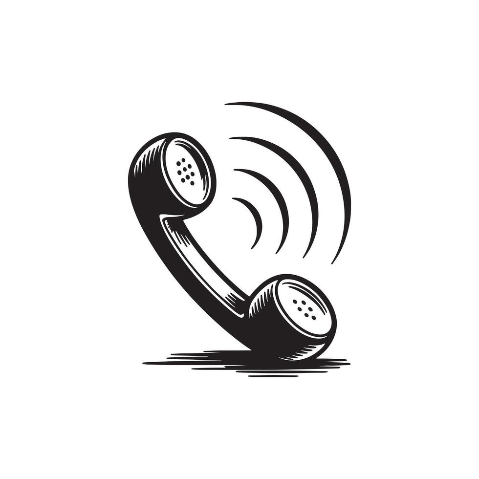 Phone Call Icon Telephone Receiver with Signal Wave vector