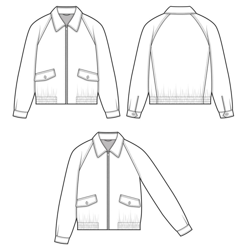 vintage work jacket mockup template clothing design vector