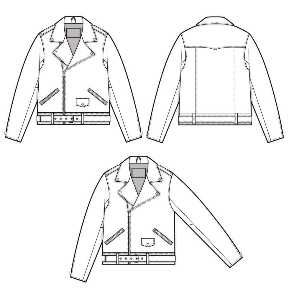 biker leather jacket mockup template clothing design vector