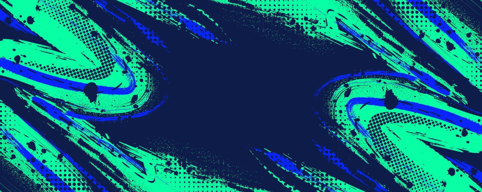 Blue and Green Sports Background Design with Grunge Style and Halftone Effect vector