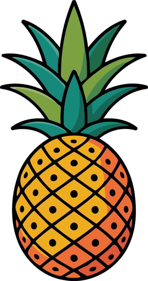 A Vibrant Illustration of a Single Pineapple Fruit with Detailed Design vector