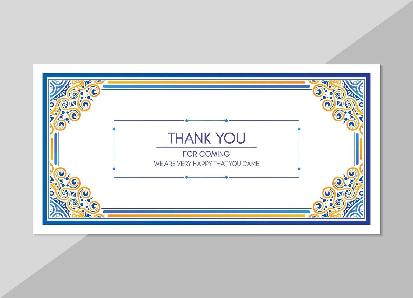 colorful thank you card with frame design vector