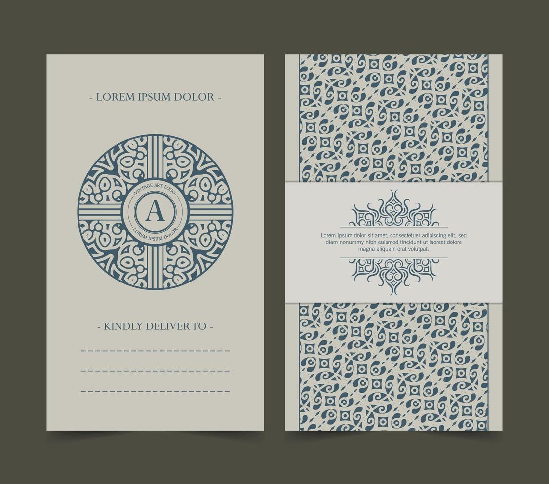 Invitation Card with Ornamental Logo design vector