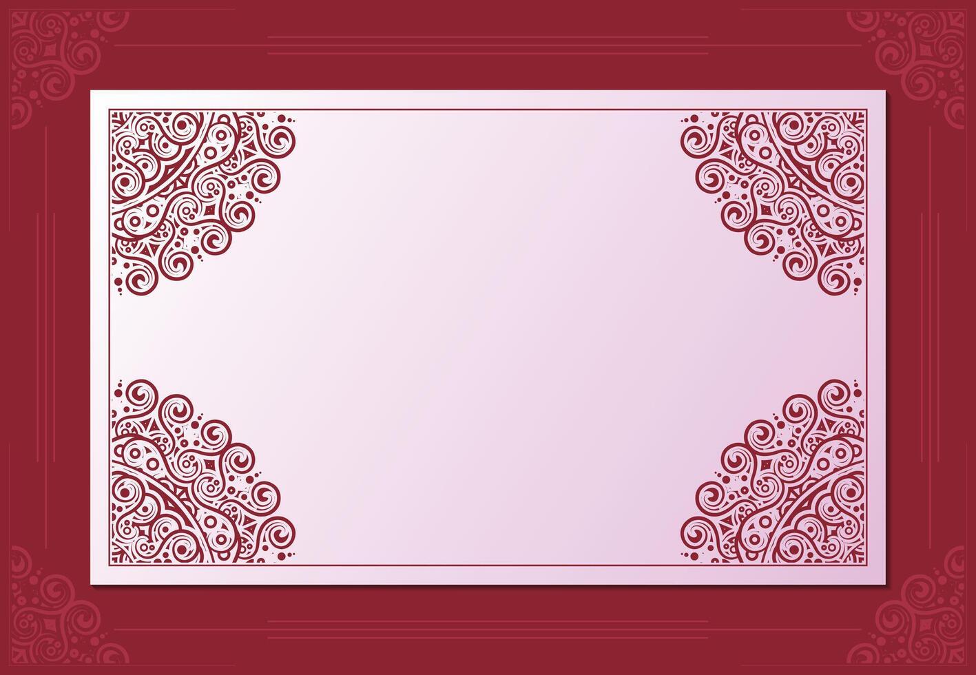 Red ornament greeting card design template vector