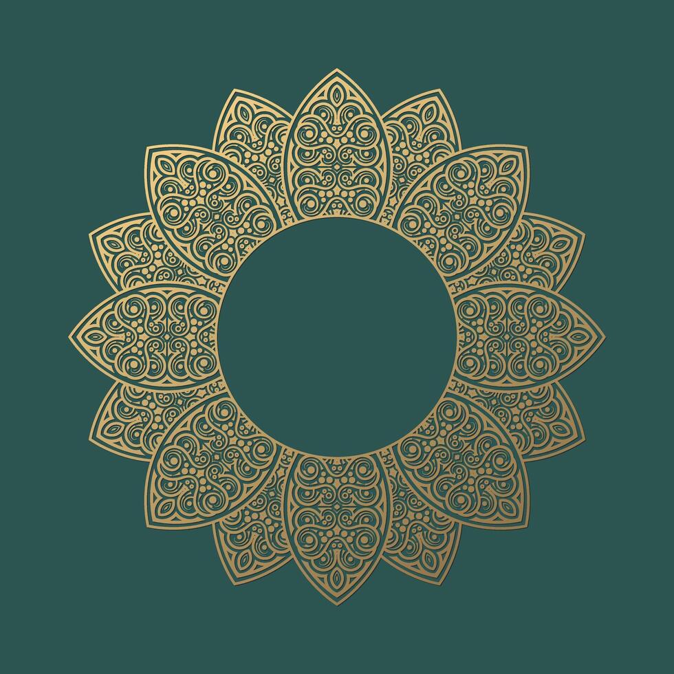 Luxury art round floral frame design vector