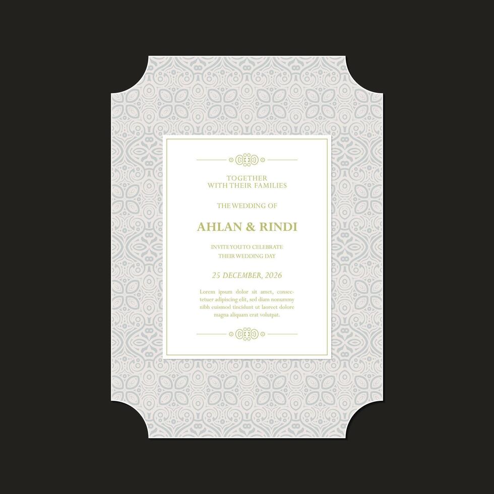 Vintage wedding invitation with pattern motif design vector