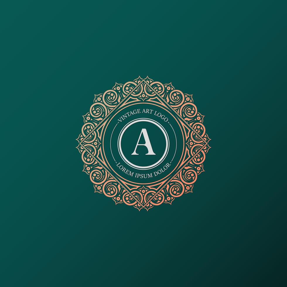 elegant retro Decorative letter A logo vector