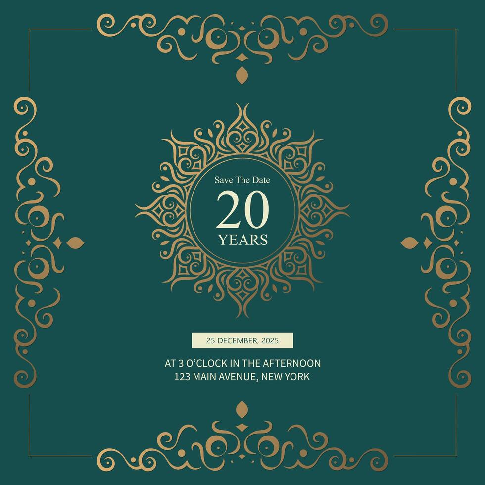 elegant gold art birthday invitation template vector