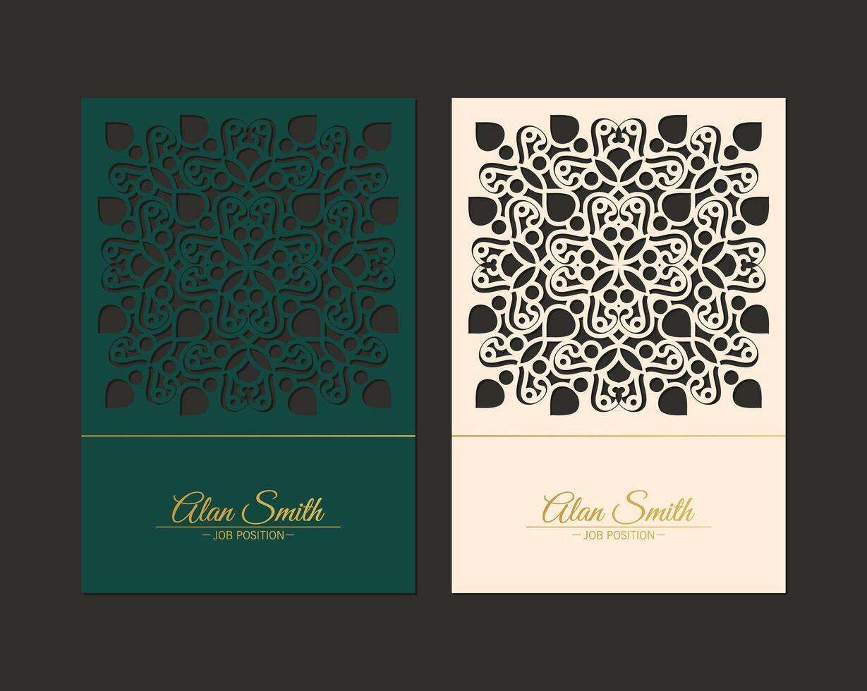cutout pattern style business card vector