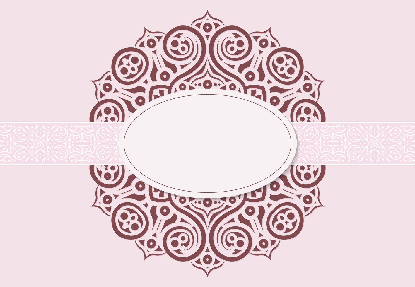 Red art ornament greeting card design template vector