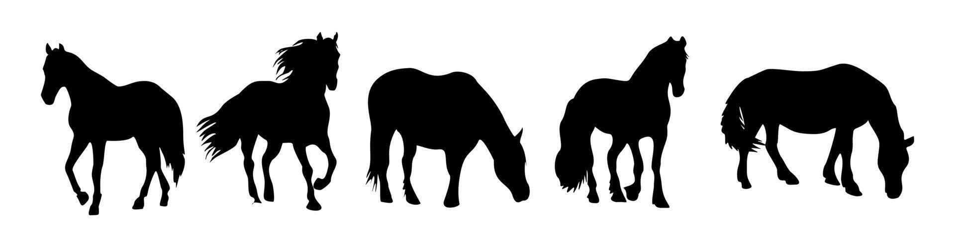 Set of horses are shown in silhouette vector