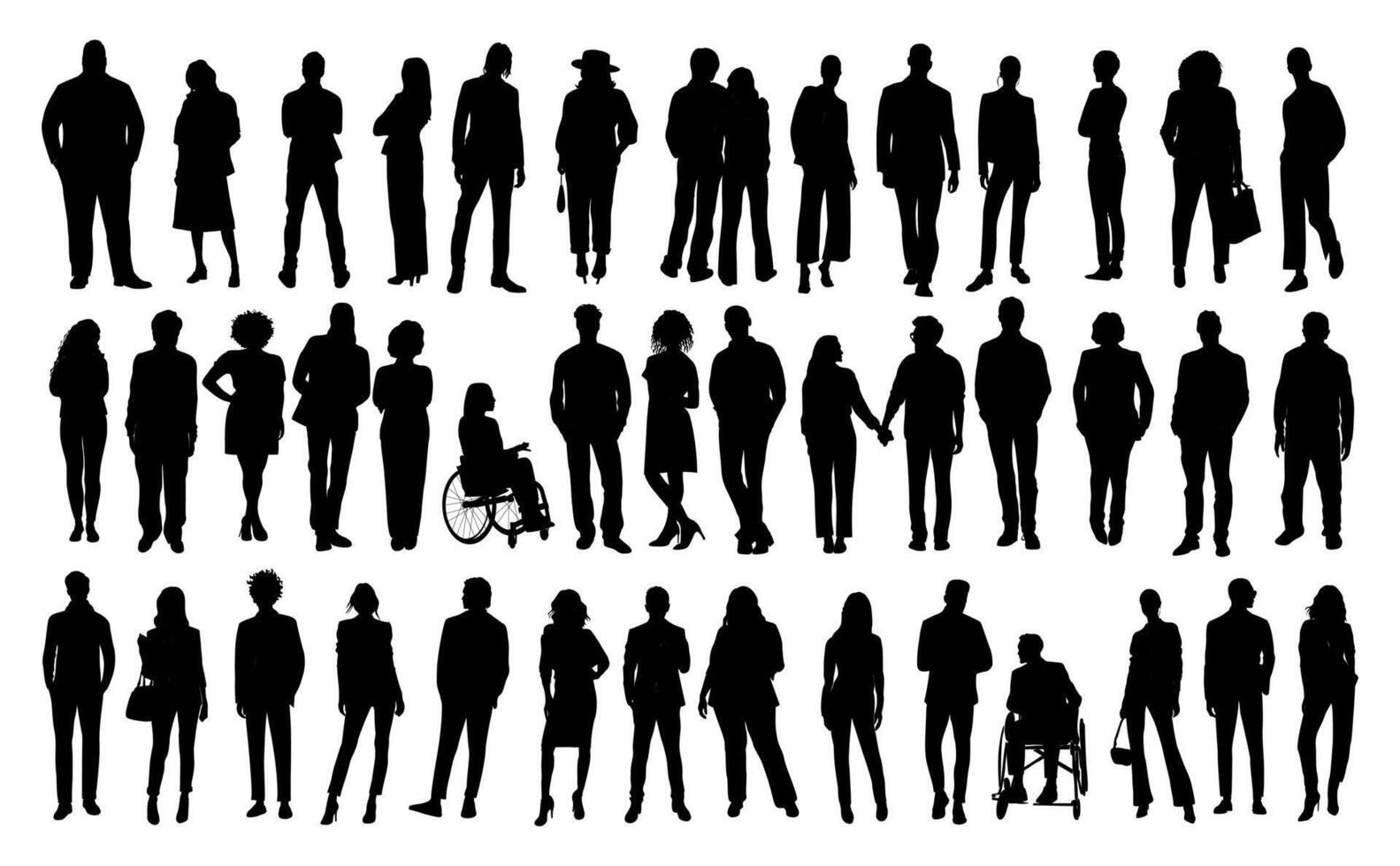 Silhouettes of diverse business people set vector