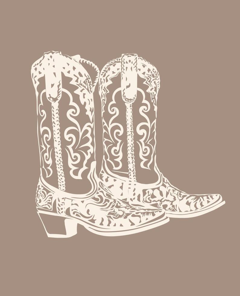 Pair of cowboy boots with a floral design on them vector