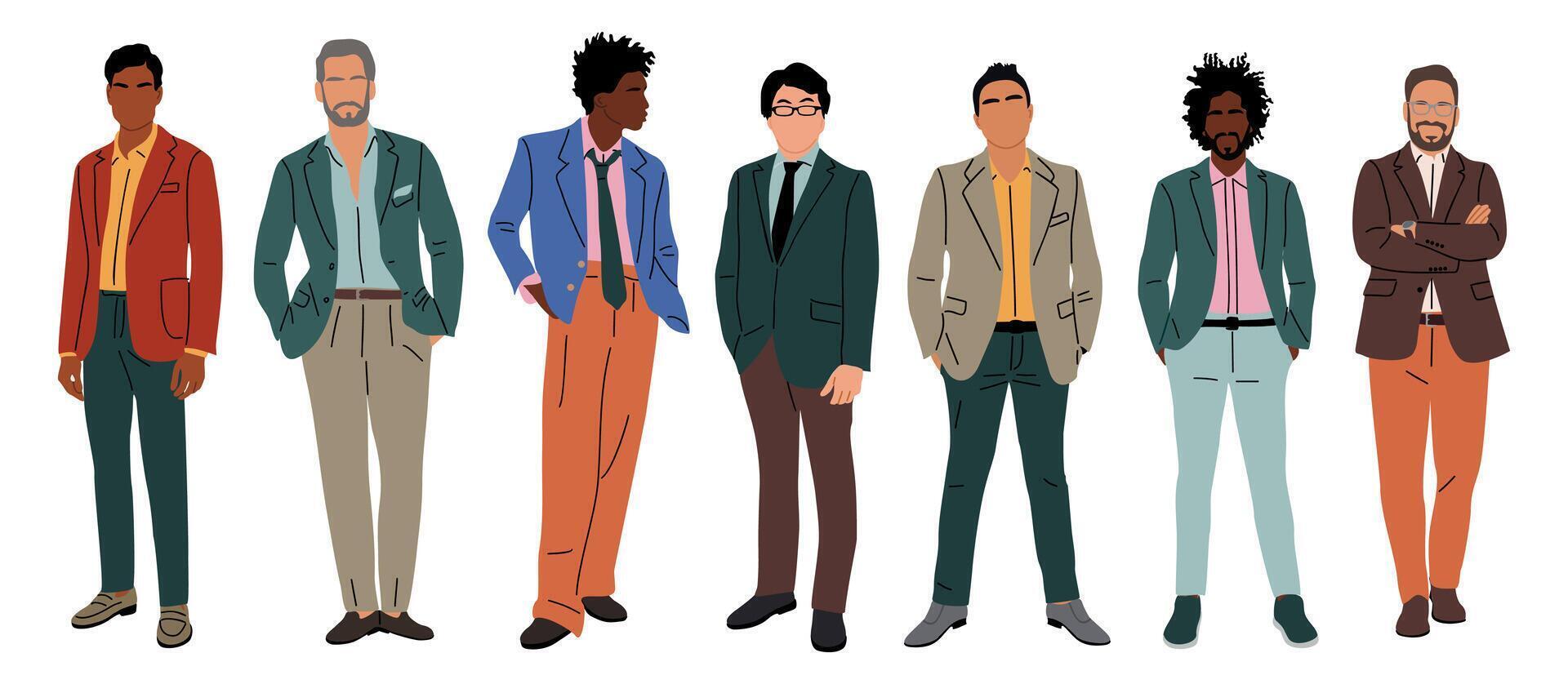 Set of different Business men characters in suit vector