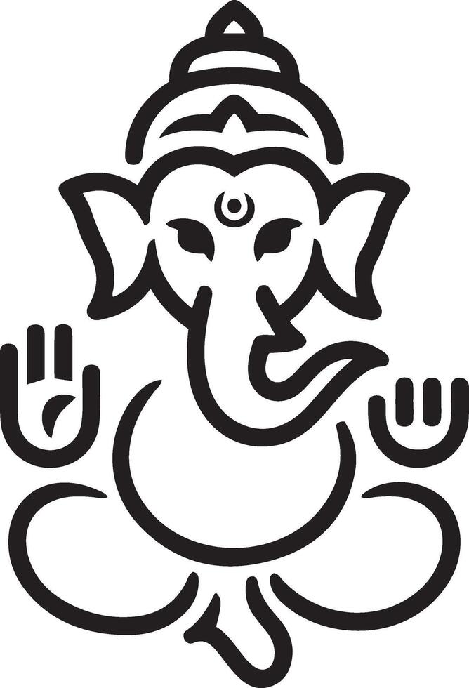 Line Art Illustration of Ganesha in a Meditative Pose Black and White Design vector