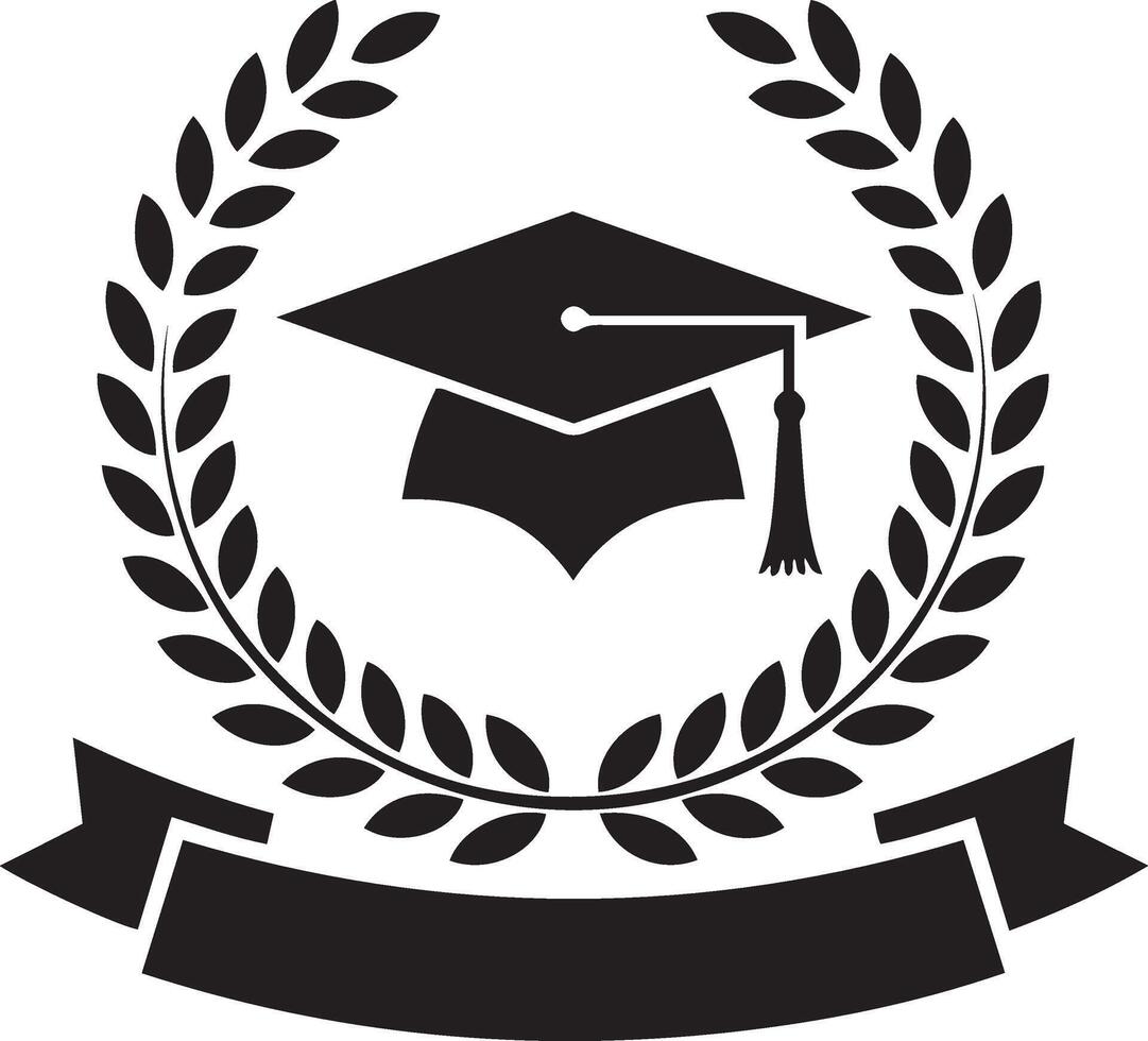 Graduation Cap with Laurel Wreath Symbol vector