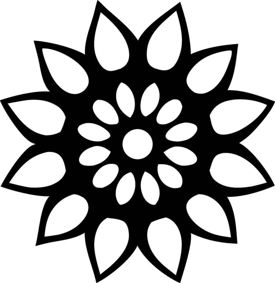 Abstract Black and White Floral Mandala Design Element for Print or Web vector