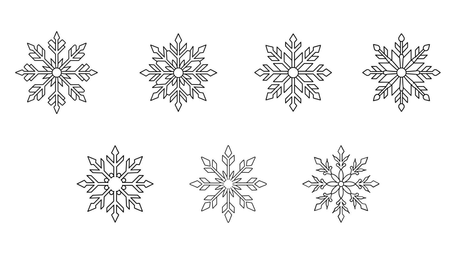 Snowflake Line Art Intricate Winter Snow Crystal Designs vector