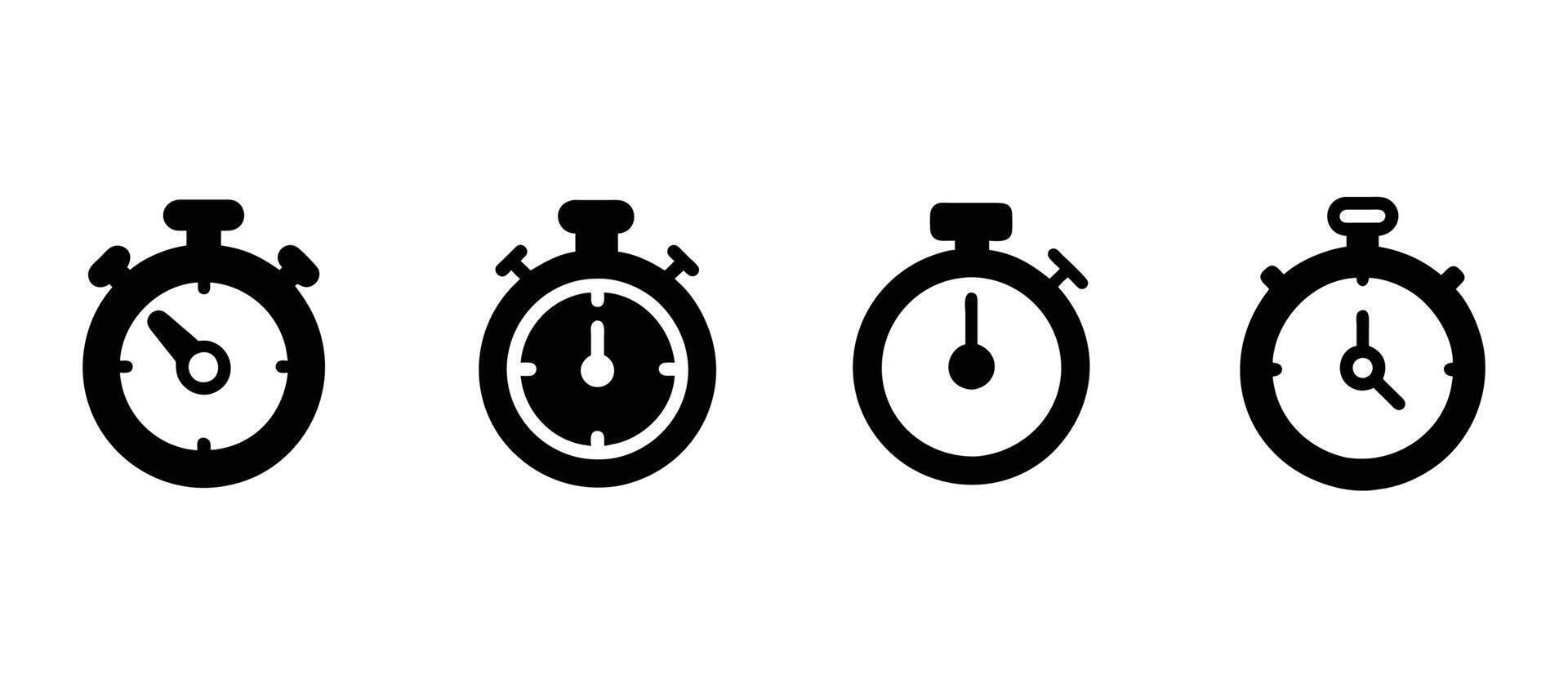 Stopwatch Silhouette Icons Minimalist Timer Illustrations vector