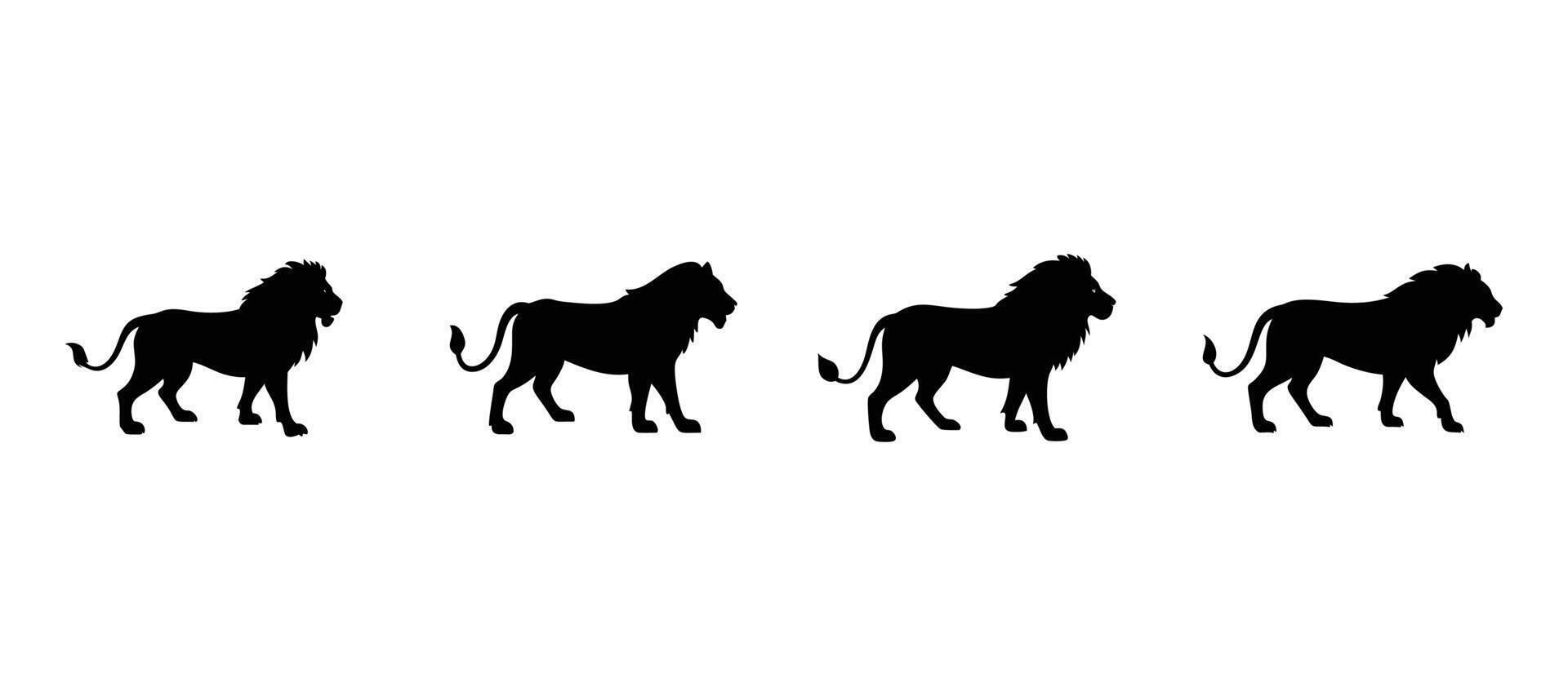 Lion Silhouette Evolution Wild Animal Walking Sequence Clipart vector