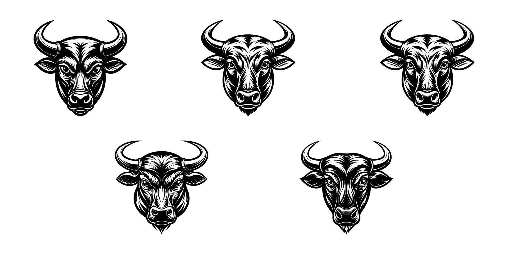 Bull Head Illustrations Bold Animal Designs for Logos and Branding vector