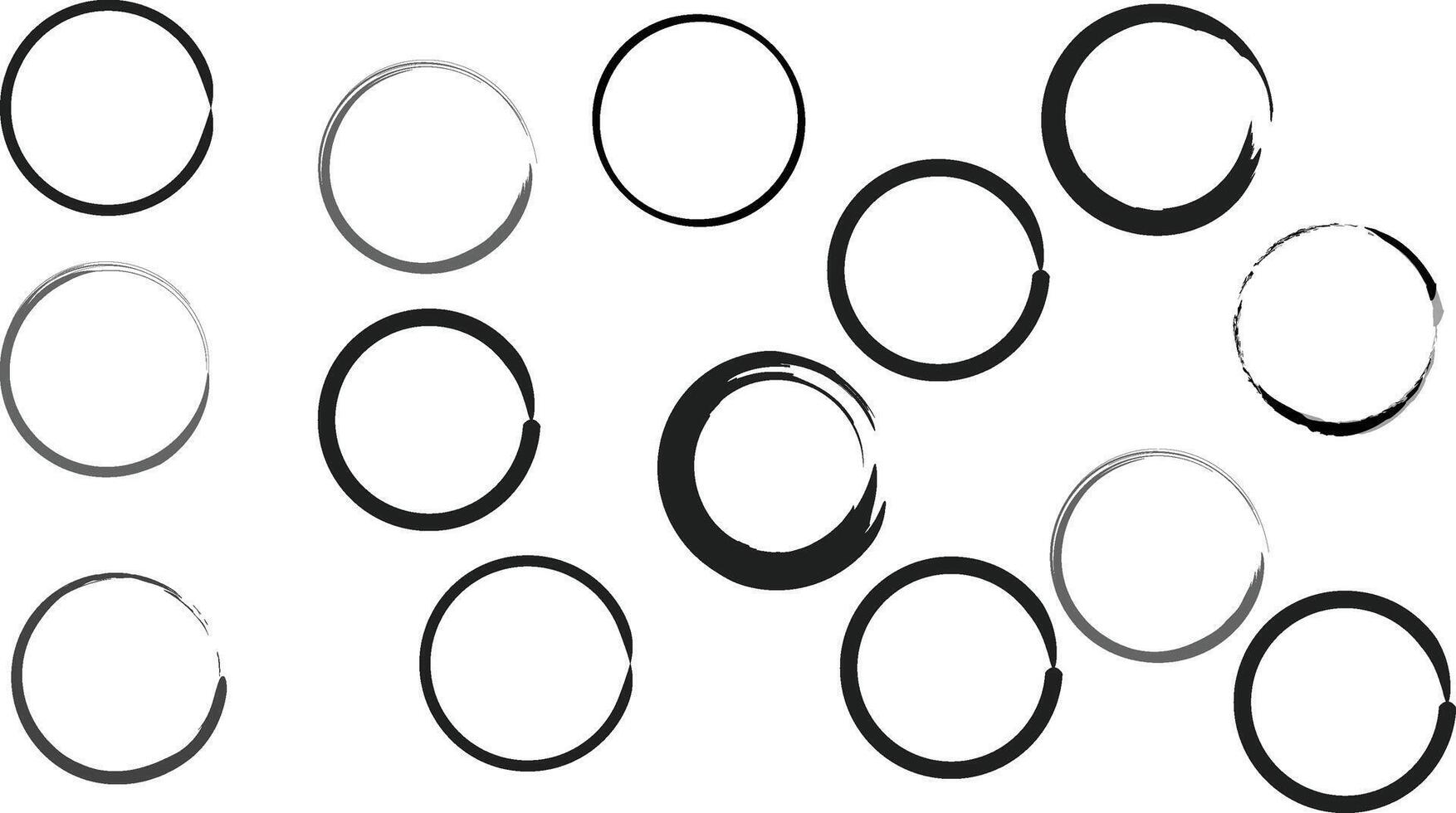 Ellipses in doodle style. Set of illustration isolated on white background. vector