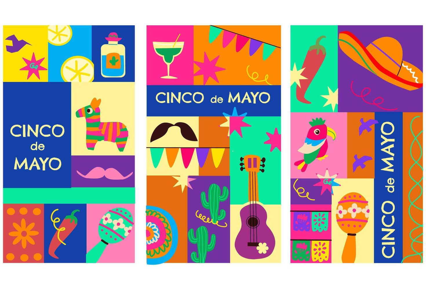 Cinco de mayo celebration with traditional symbols and colorful festive elements vector