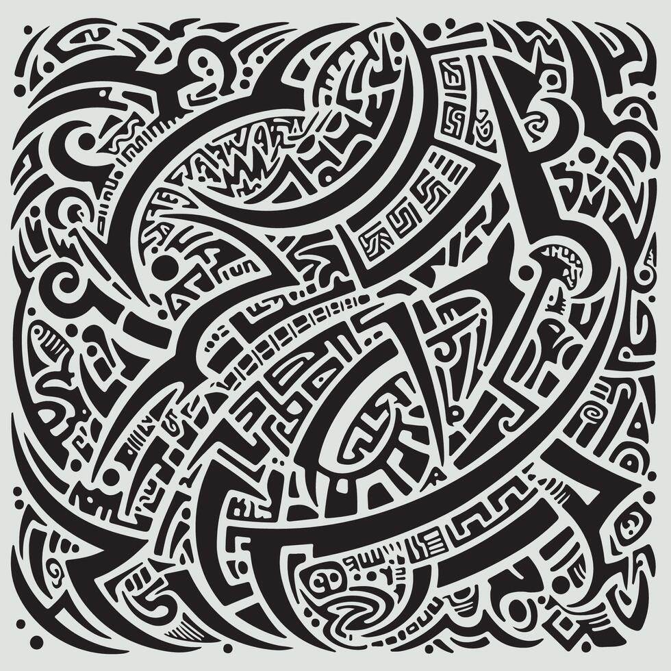 A black and white drawing of a pattern design vector