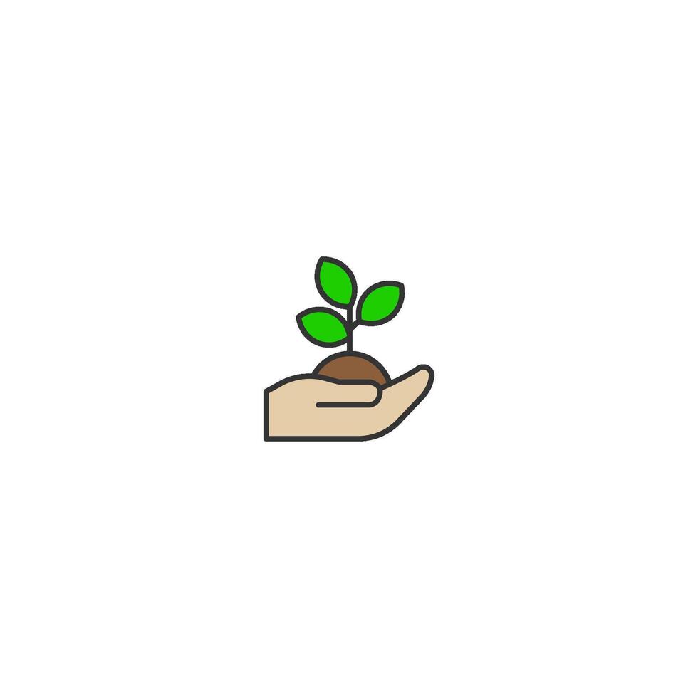 World Environment Day Icon. Hand Holding Growing Plant for Nature Protection vector