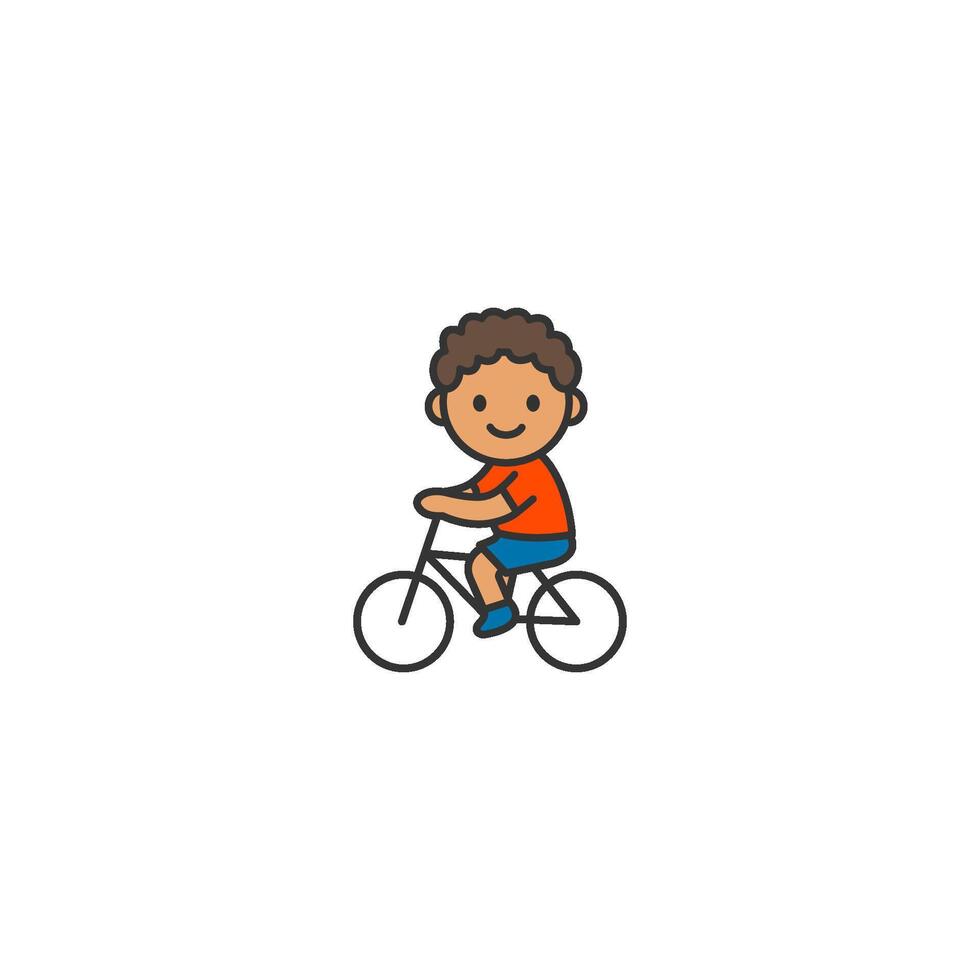Cute Happy Kid Riding Bicycle - Illustration vector