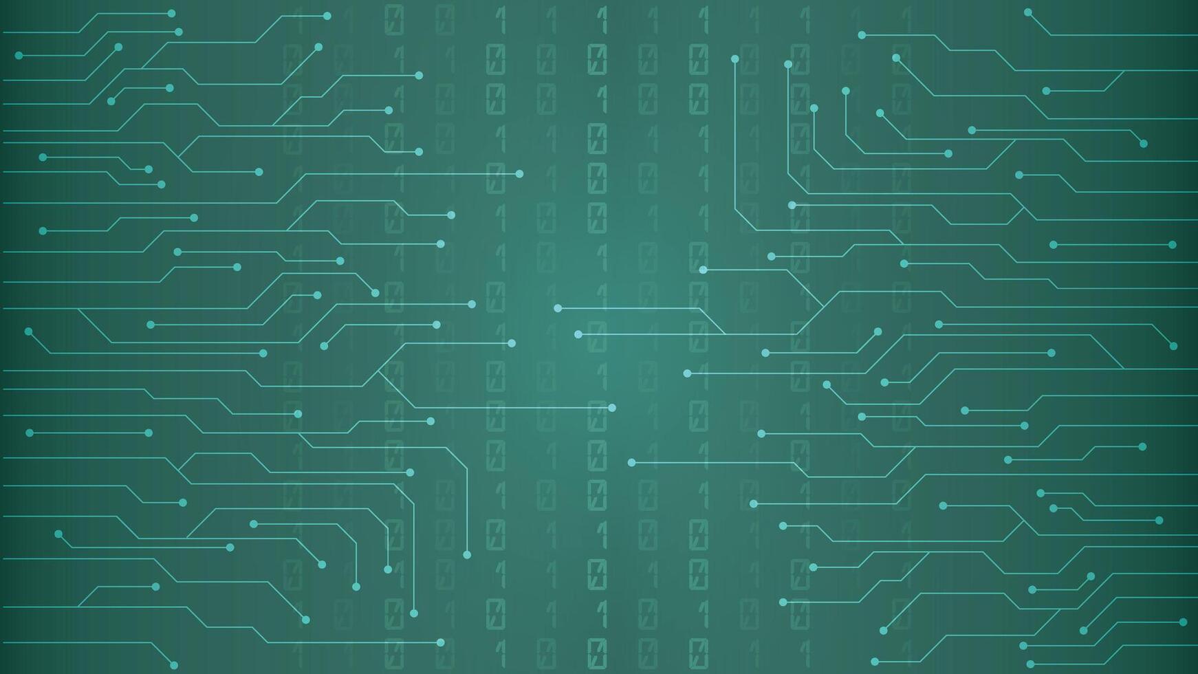 Futuristic green background featuring circuit board lines and binary code perfect for digital themes technology interfaces coding projects and software presentations vector