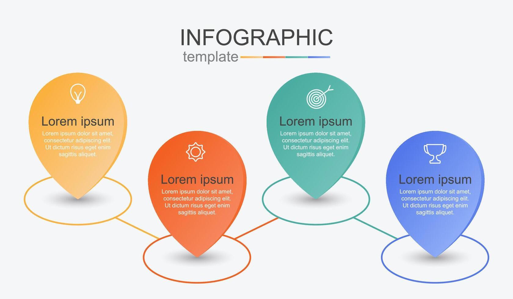 4 step infographic with map pin shapes vector