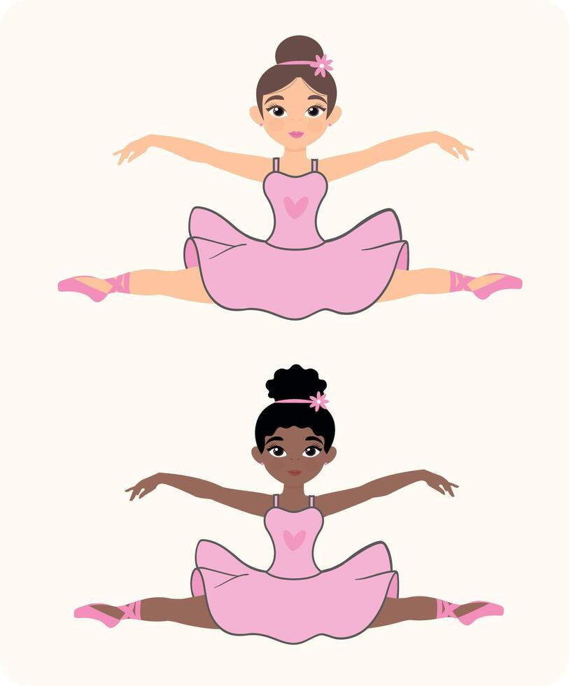 Ballerina girl in pink doing the splits vector