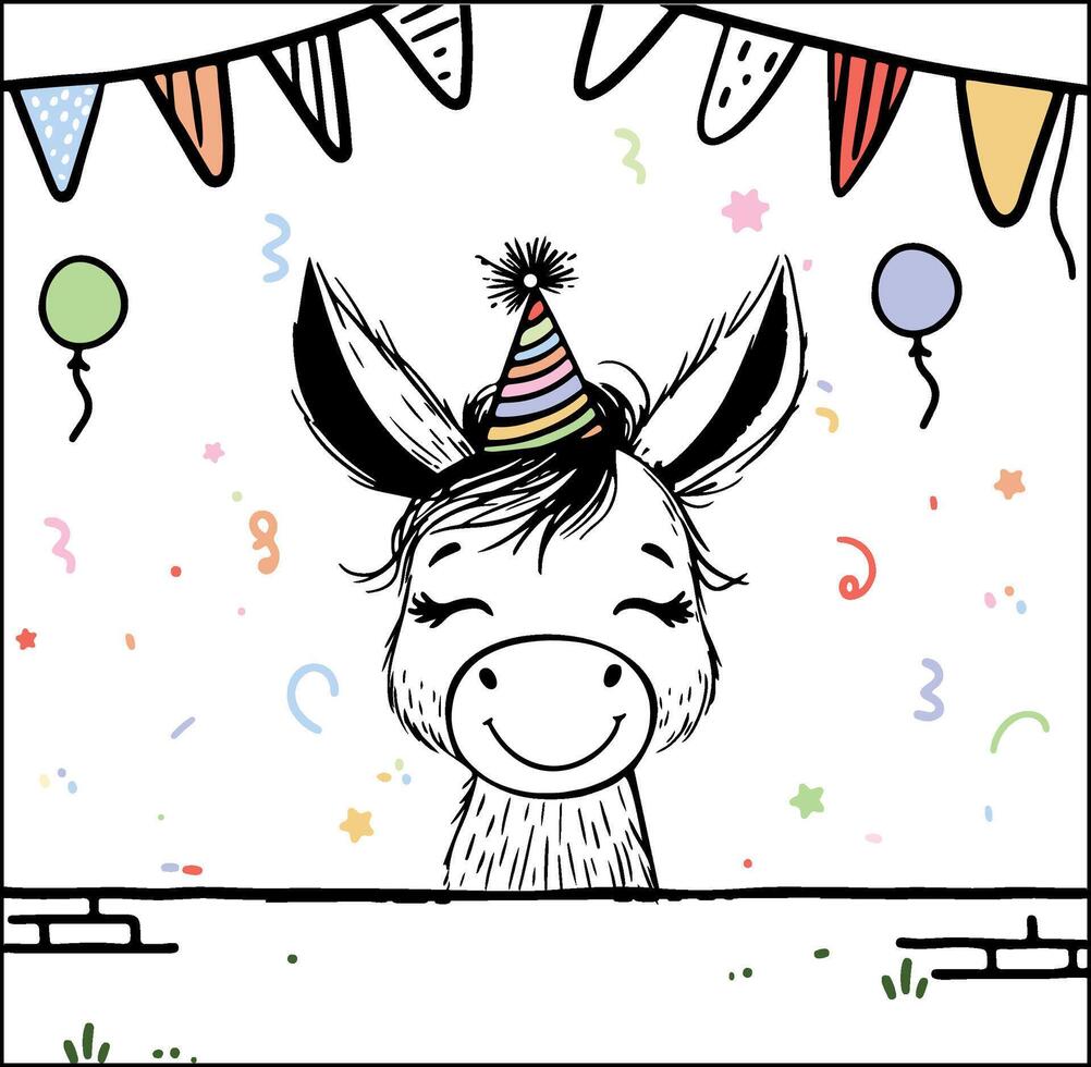 happy donkey birthday party vector