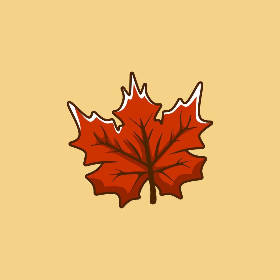A cute and simple cartoon illustration of a maple leaf vector