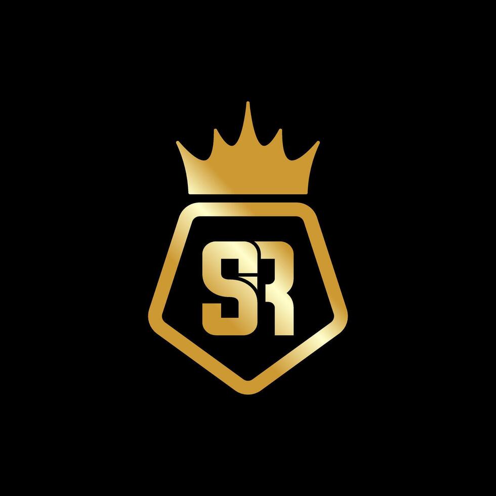 SR royal Logo with Gold Crown vector
