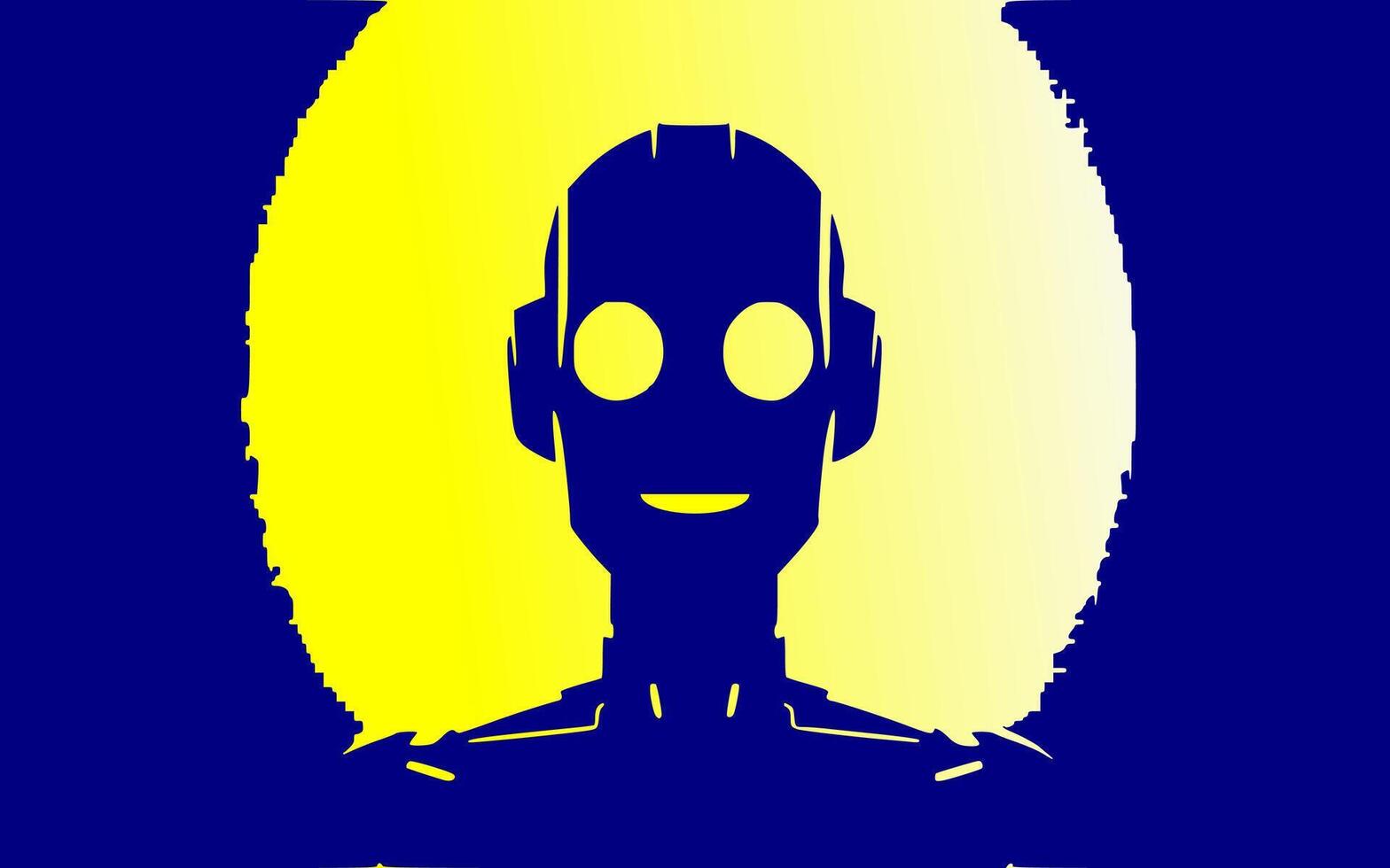Minimalist Robot Head on Contrasting Circular Backdrop vector
