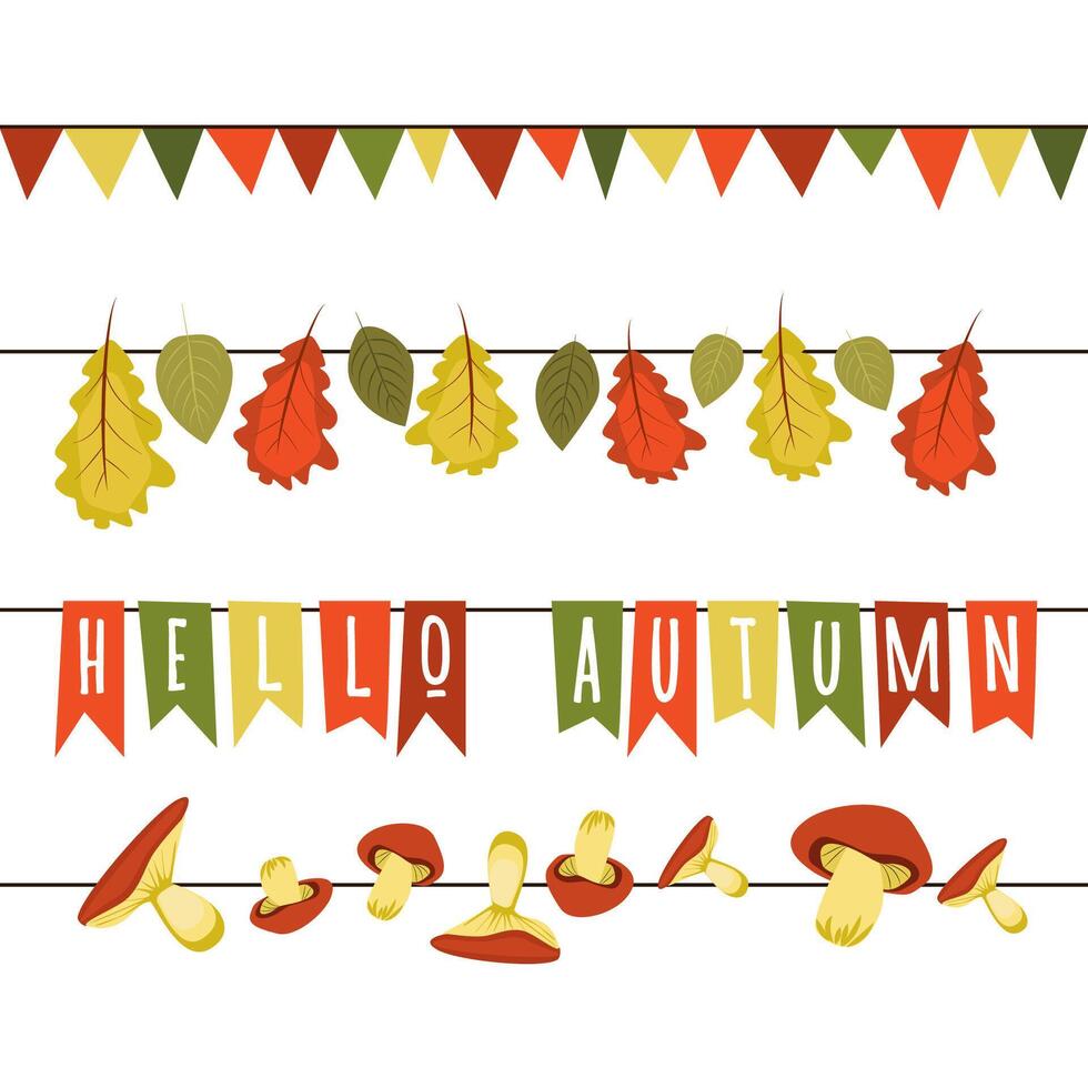 colored flags holiday decoration hello autumn holiday vector