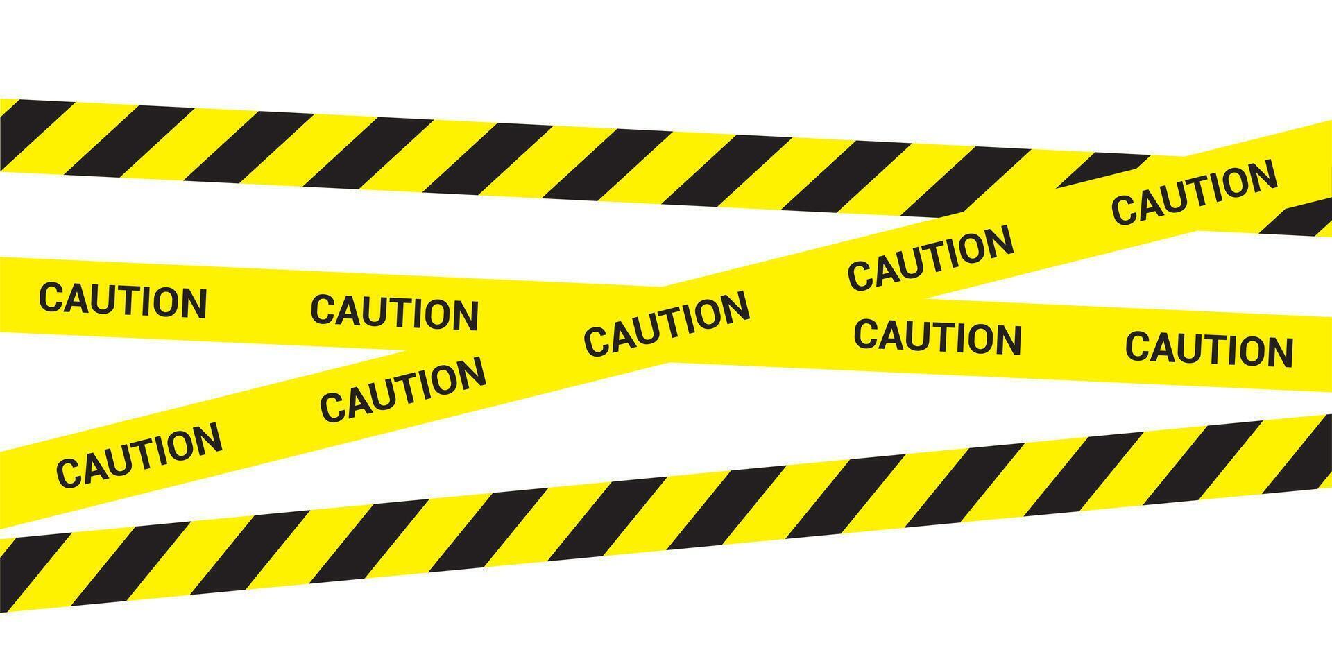 seamless warning Caution tapes. Black and yellow stripped ribbons. Danger, Under construction, Do not cross, Police stripe line. illustration. vector