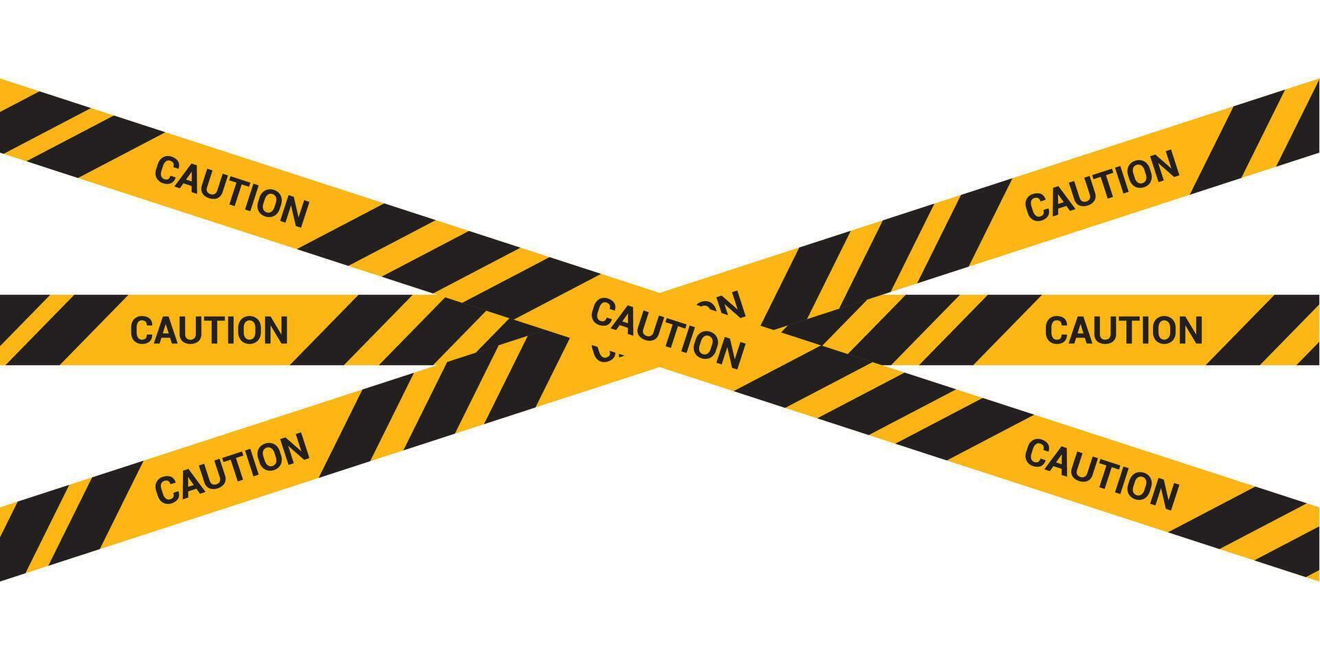 Caution tapes. seamless warning tapes. Black and yellow stripped ribbons. Danger, Under construction, Do not cross, Police stripe line. illustration. vector