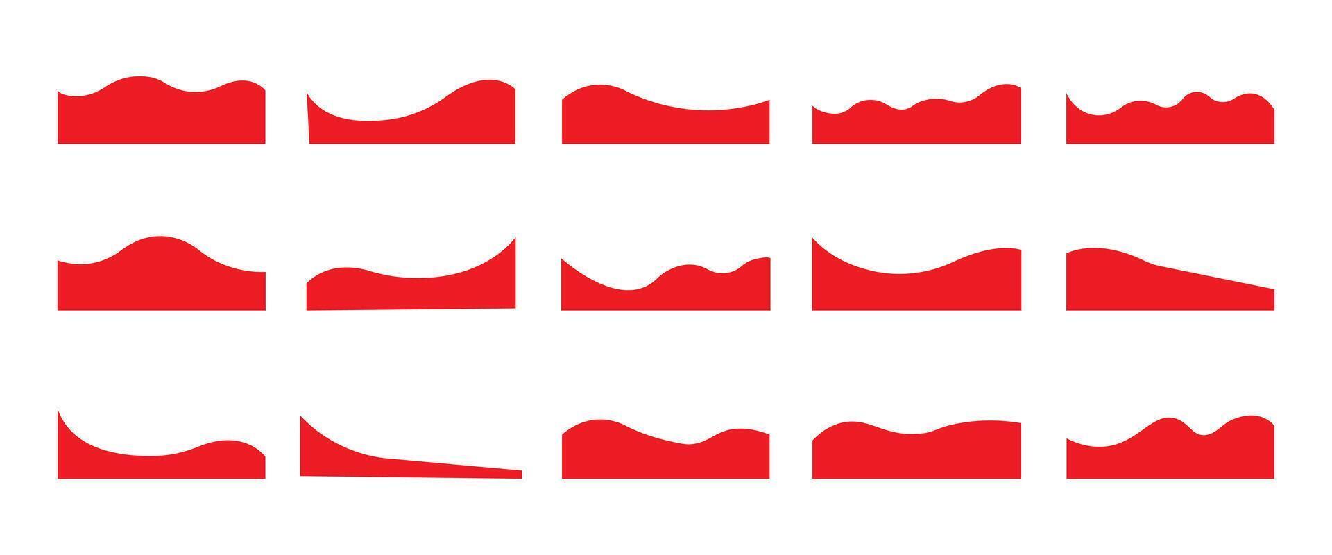 Dividers Shapes for Website Pictogram Set. Curve Lines, Drops Set of abstract design separator header and border for website and app. Different borders for website, banner, app, poster, background vector