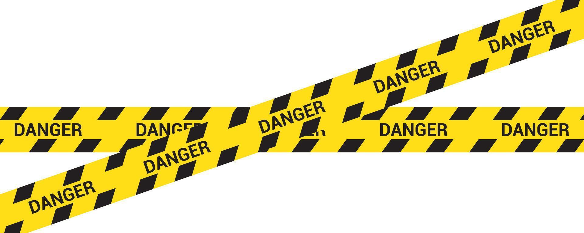 Danger Caution Barrier Tapes. Yellow and black danger warning tape set, includes symbols for industrial safety, roads and construction sites. illustration on a transparent background. vector