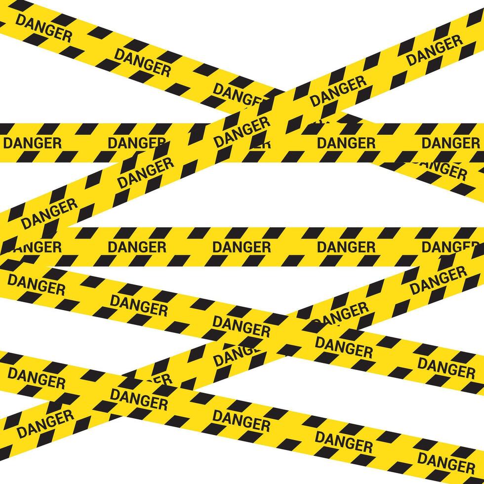 Yellow and black danger warning tape set, includes symbols for industrial safety, roads and construction sites. illustration on a transparent background. vector